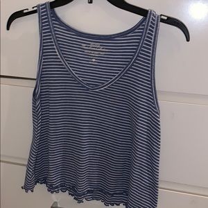 blue tank with ruffles